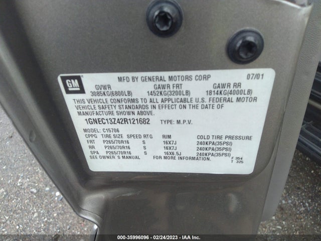 Chevrolet Tahoe Lt 2002 1GNEC13Z42R121682 Image 10
