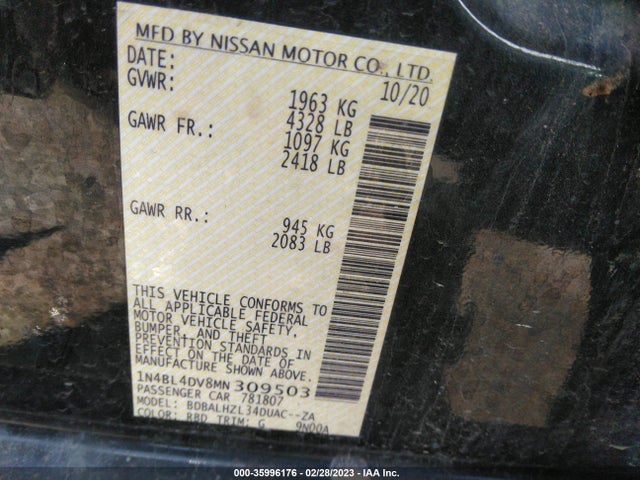 Nissan Altima 2.5 Sv 2021 1N4BL4DV8MN309503 Image 9