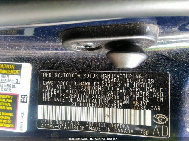 2010 TOYOTA MATRIX VIN: 2T1KU4EE6AC272617