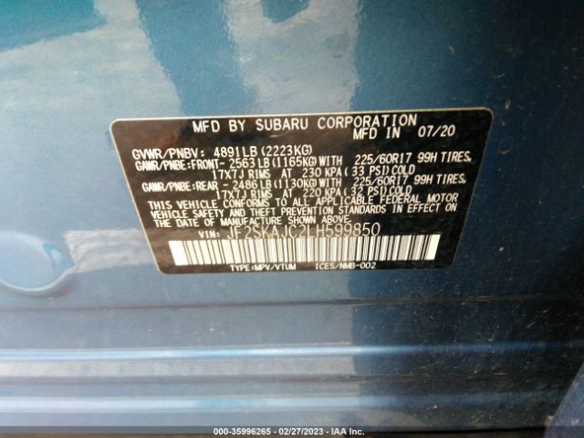 JF2SKAJC2LH599850 Subaru Forester Premium