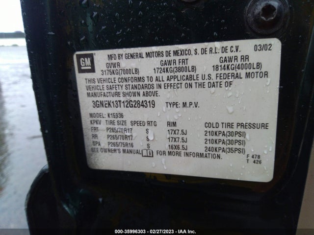 Chevrolet Avalanche 2002 3GNEK13T12G284319 Image 10