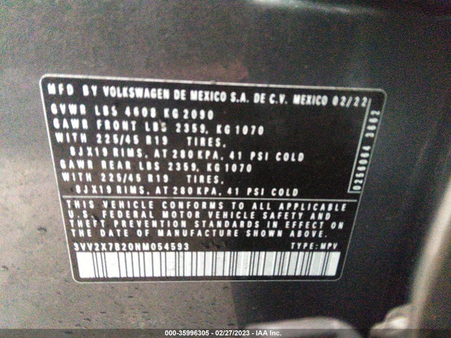 2022 Volkswagen Taos, VIN: 3VV2X7B20NM054593