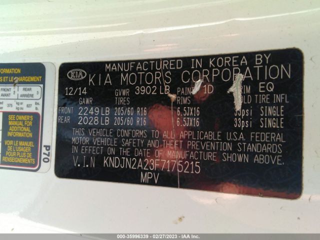 KNDJN2A23F7175215 KIA Soul Base