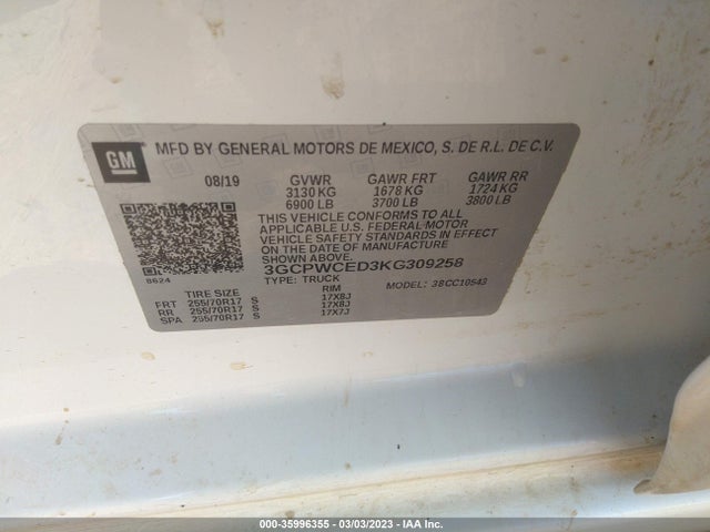 Chevrolet Silverado 1500 Lt 2019 3GCPWCED3KG309258 Image 9