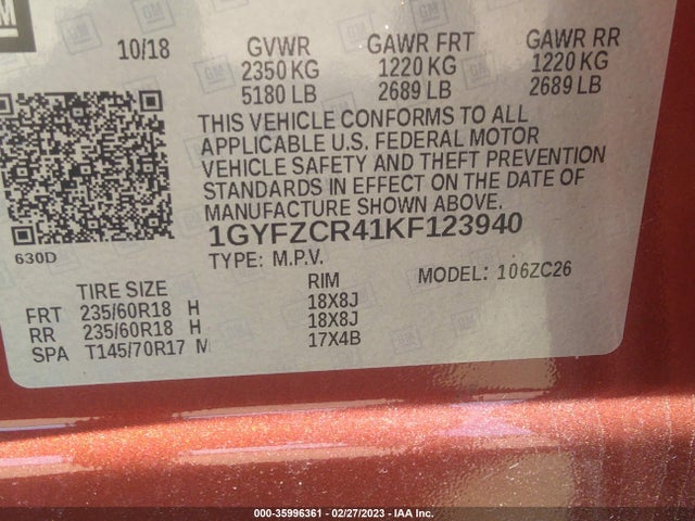 Cadillac Xt4 Fwd Premium Luxury 2019 1GYFZCR41KF123940 Image 9
