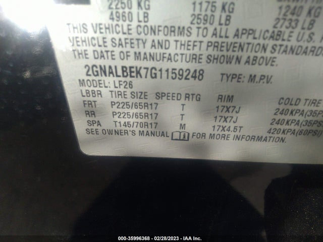 Chevrolet EQUINOX LS 2016 2GNALBEK7G1159248 Image 9