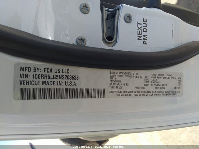 2022 Ram 1500, VIN: 1C6RR6LG5NS203638