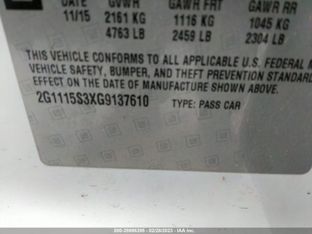 Chevrolet IMPALA LT 2016 2G1115S3XG9137610 Image 10