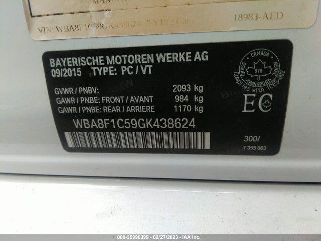 BMW 3 Series 328d Xdrive 2016 WBA8F1C59GK438624 Image 11