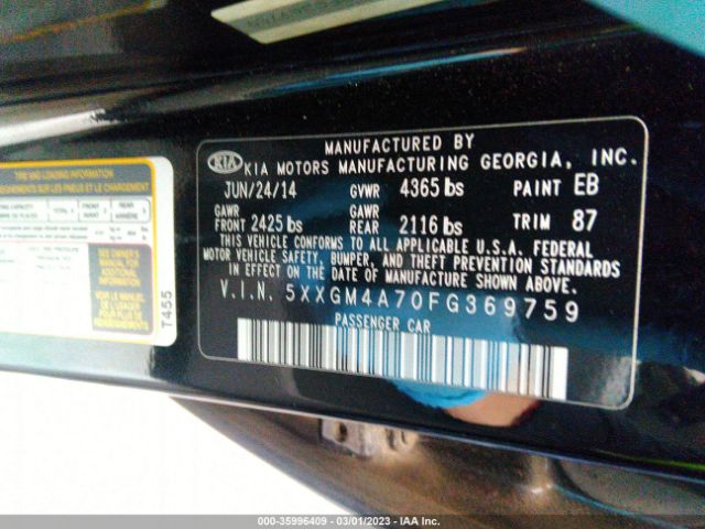 5XXGM4A70FG369759 KIA Optima Lx