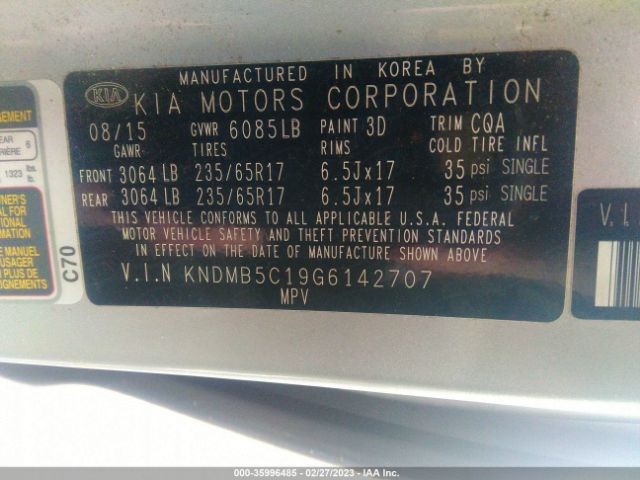 KNDMB5C19G6142707 KIA SEDONA LX