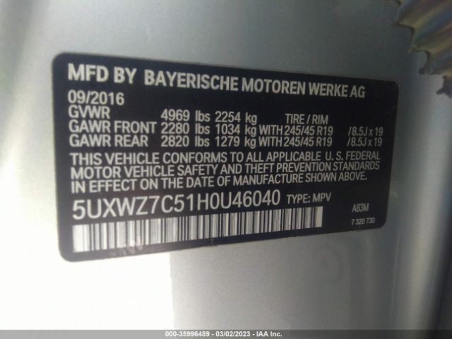 5UXWZ7C51H0U46040 BMW X3 Sdrive28i