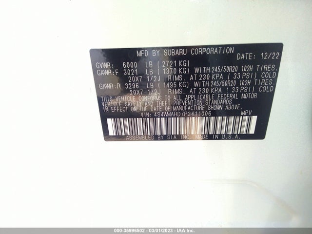 2023 Subaru Ascent, VIN: 4S4WMARD7P3411006