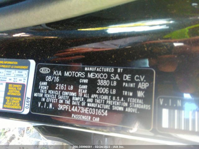 3KPFL4A73HE031654 KIA FORTE S