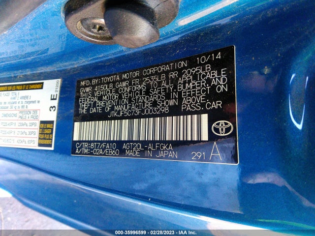 2015 Scion TC, VIN: JTKJF5C73FJ003298