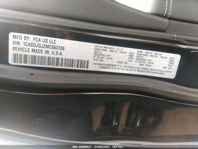 1C4SDJGJ2MC663706 Dodge Durango Srt 392