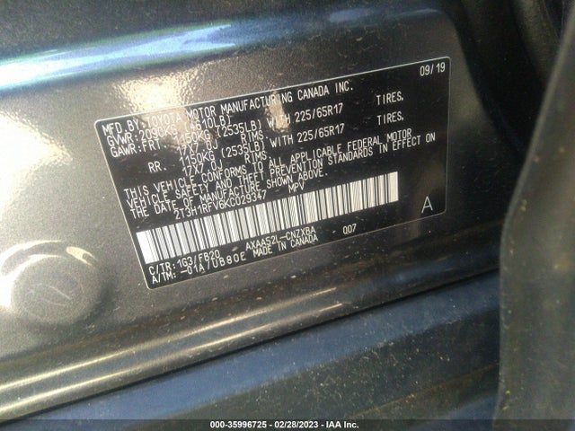 Toyota RAV4 LE 2019 2T3H1RFV6KC029347 Image 9