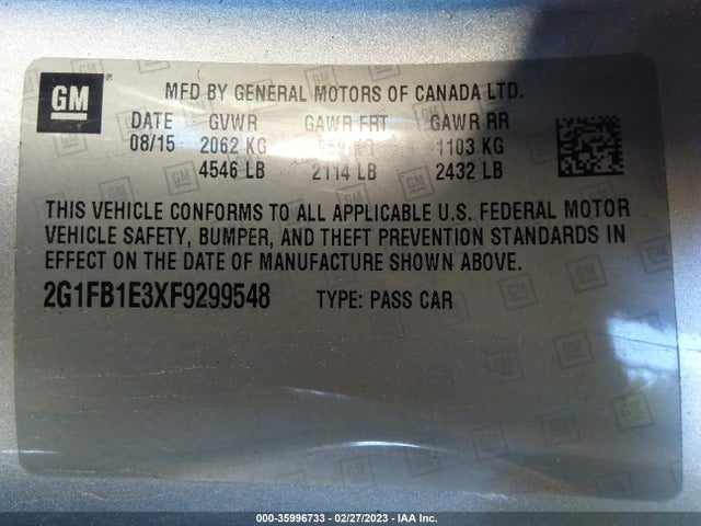 Chevrolet Camaro 2ls 2015 2G1FB1E3XF9299548 Image 9