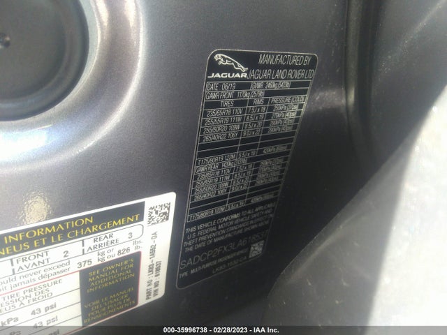 Jaguar F-pace 25t Checkered Flag 2020 SADCP2FX3LA618537 Image 10