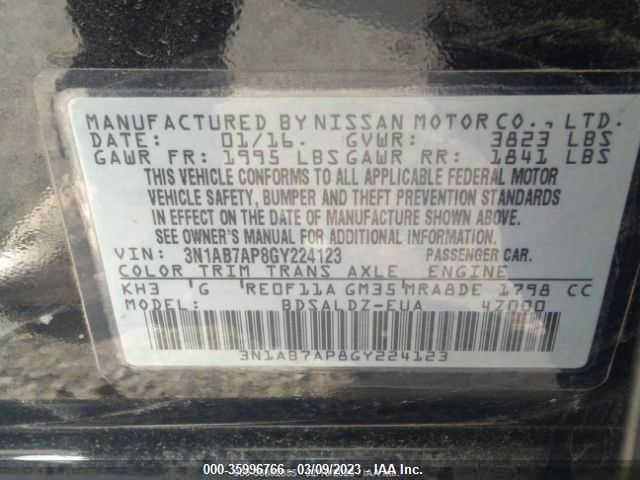 3N1AB7AP8GY224123 Nissan SENTRA SV