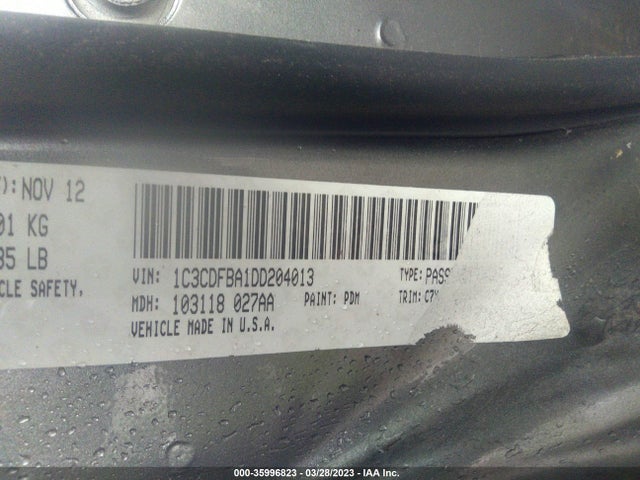 2013 DODGE DART RALLYE VIN: 1C3CDFBA1DD204013
