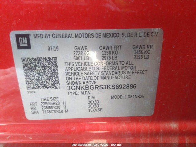 Chevrolet BLAZER 2019 3GNKBGRS3KS692886 Image 9