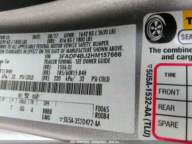 Ford FIESTA SE 2017 3FADP4BJ2HM157666 Image 9