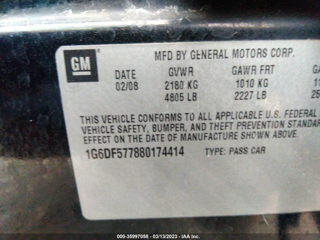 1G6DF577880174414 Cadillac Cts Rwd W/1sa