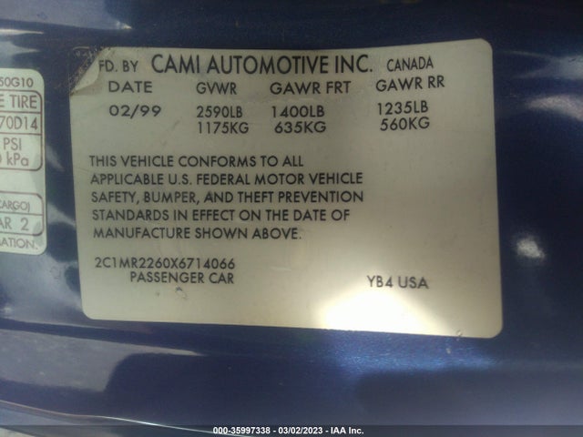 1999 CHEVROLET METRO VIN: 2C1MR2260X6714066