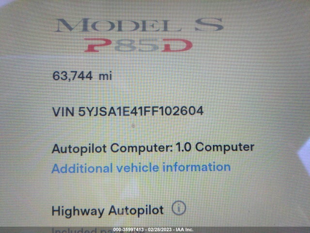 Tesla Model S 85d/p85d/90d/p90d 2015 5YJSA1E41FF102604 Image 9