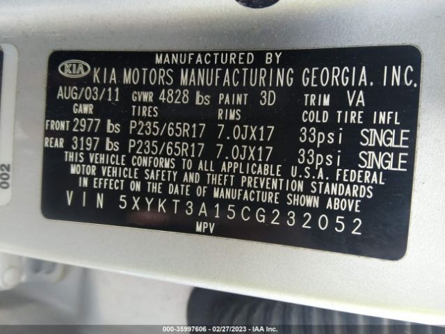 5XYKT3A15CG232052 KIA SORENTO LX