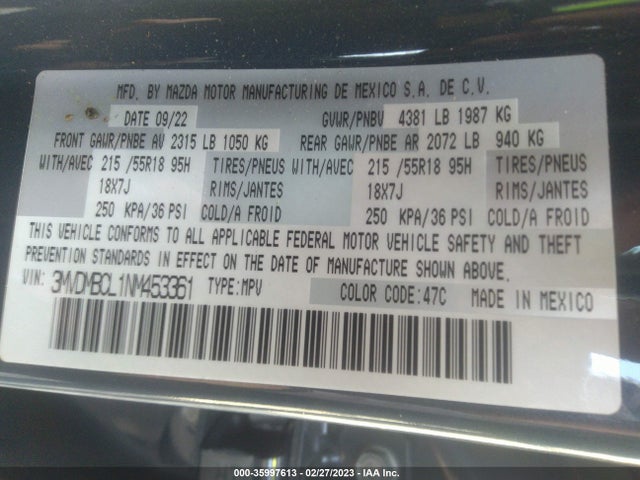 2022 Mazda CX-30, VIN: 3MVDMBCL1NM453361