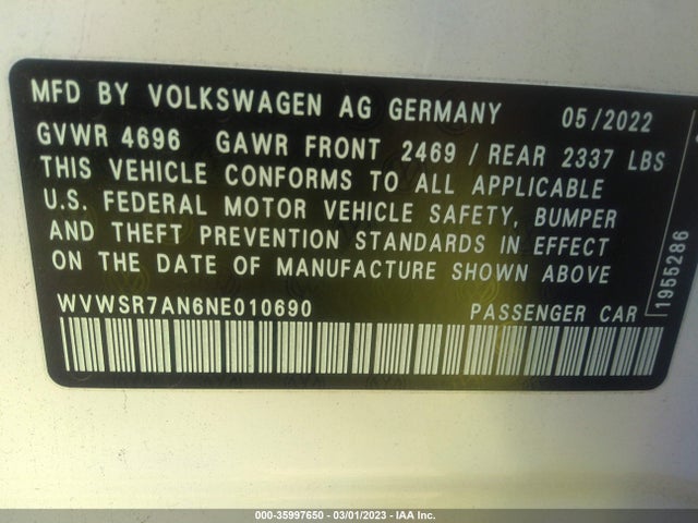 WVWSR7AN6NE010690 Volkswagen Arteon Se R-line