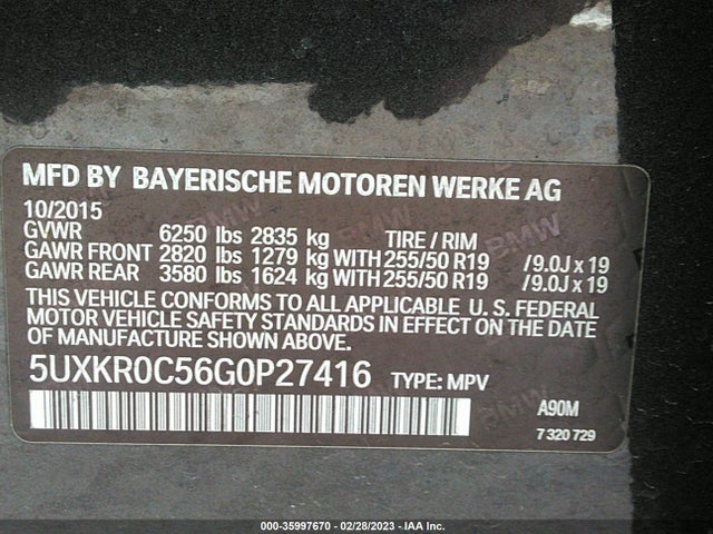 BMW X5 Xdrive35i 2016 5UXKR0C56G0P27416 Image 9