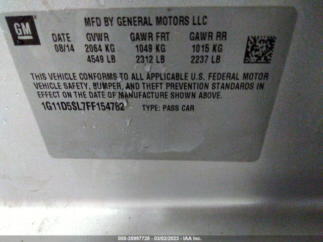 Chevrolet MALIBU LT 2015 1G11D5SL7FF154782 Image 9