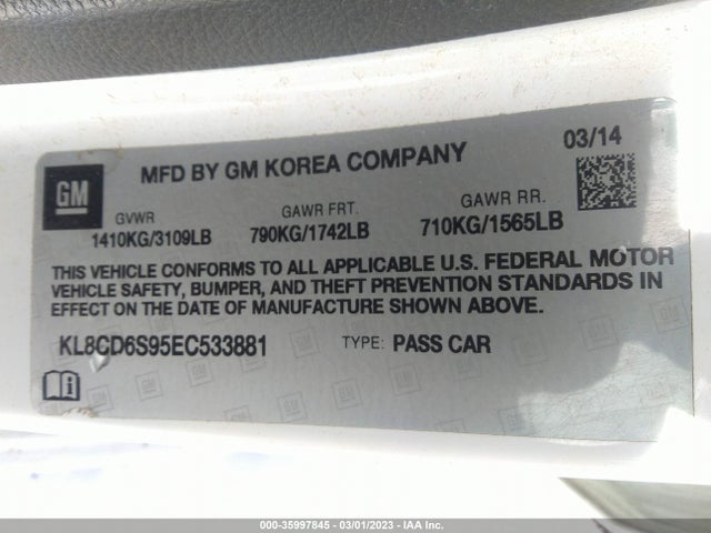 Chevrolet Spark Lt 2014 KL8CD6S95EC533881 Image 9