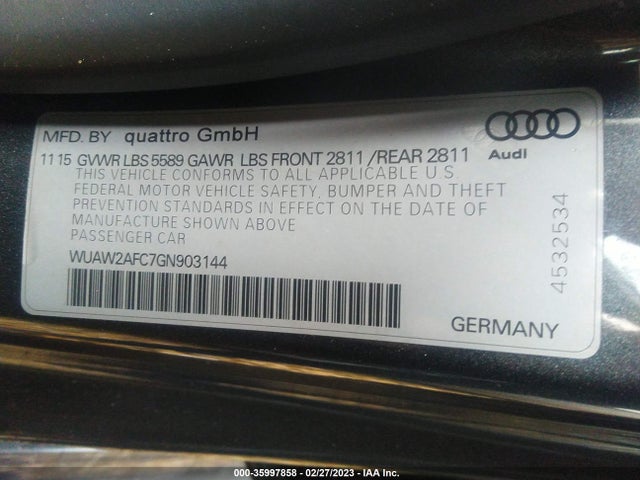 2016 Audi S7, VIN: WUAW2AFC7GN903144