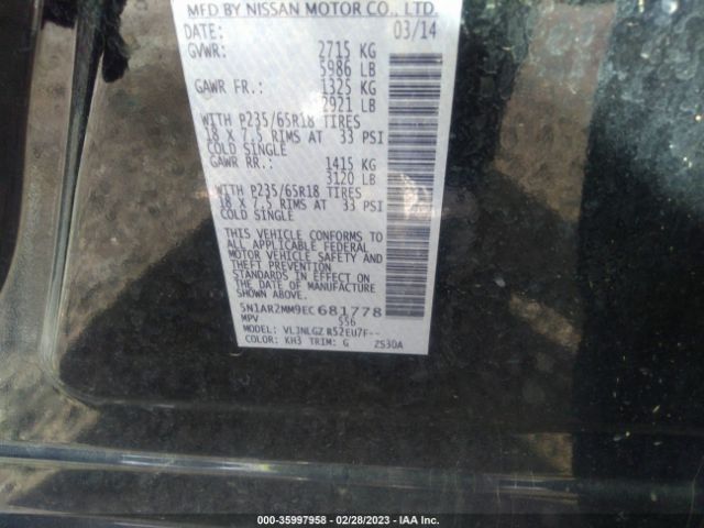 5N1AR2MM9EC681778 Nissan Pathfinder Sl