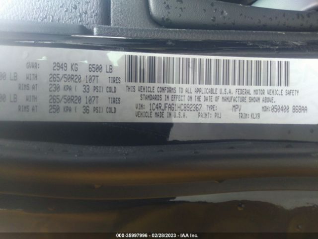 1C4RJFAG1HC892367 Jeep Grand Cherokee Altitude