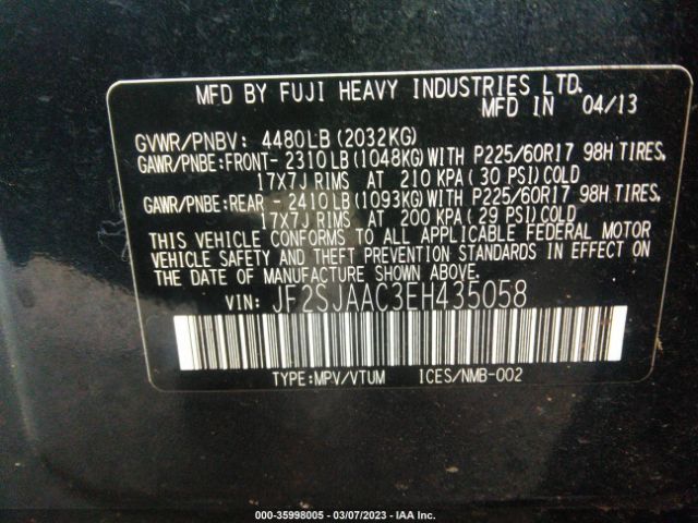 JF2SJAAC3EH435058 Subaru Forester 2.5i