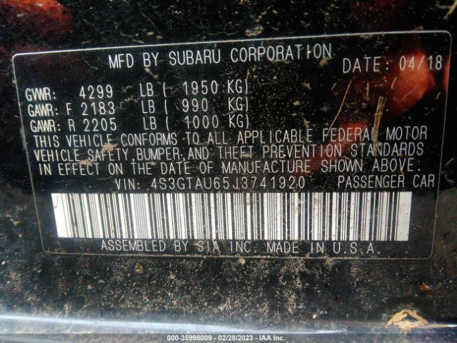 4S3GTAU65J3741920 Subaru Impreza Limited