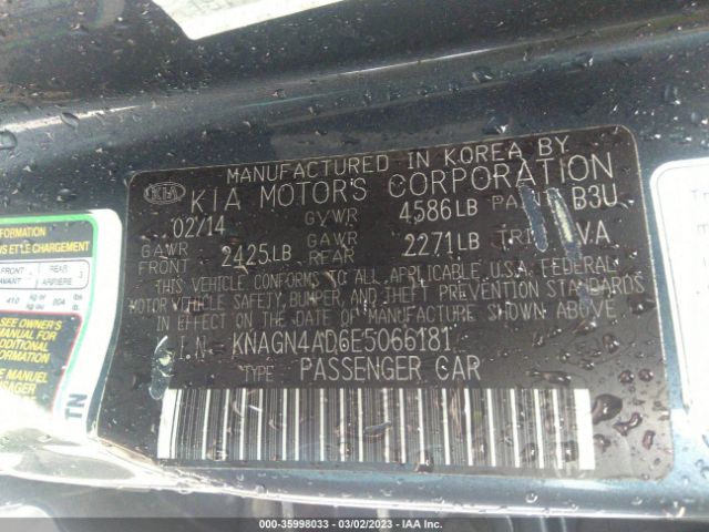 KNAGN4AD6E5066181 KIA Optima Hybrid Ex