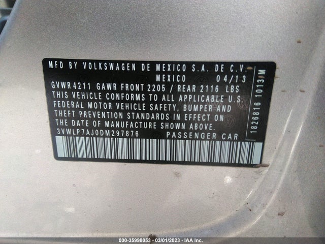 3VWLP7AJ0DM297876 Volkswagen Jetta Sedan Sel W/nav