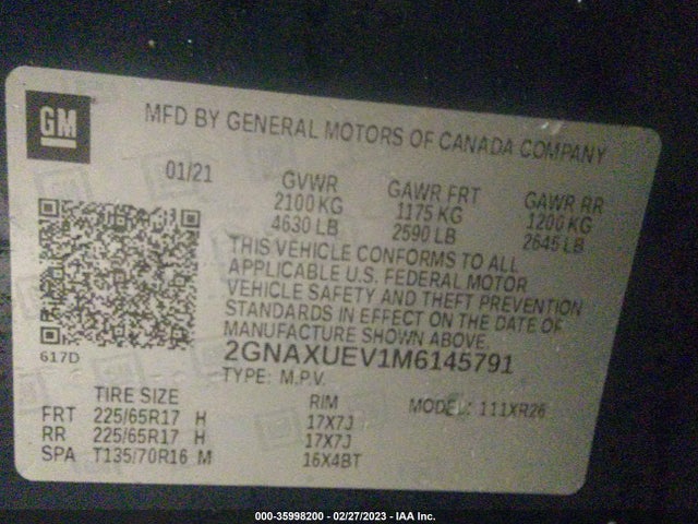 Chevrolet EQUINOX LT 2021 2GNAXUEV1M6145791 Image 9