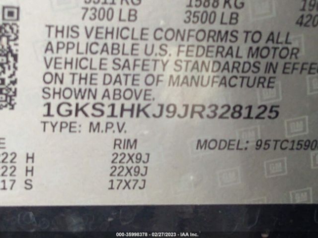 1GKS1HKJ9JR328125 GMC YUKON XL DENALI