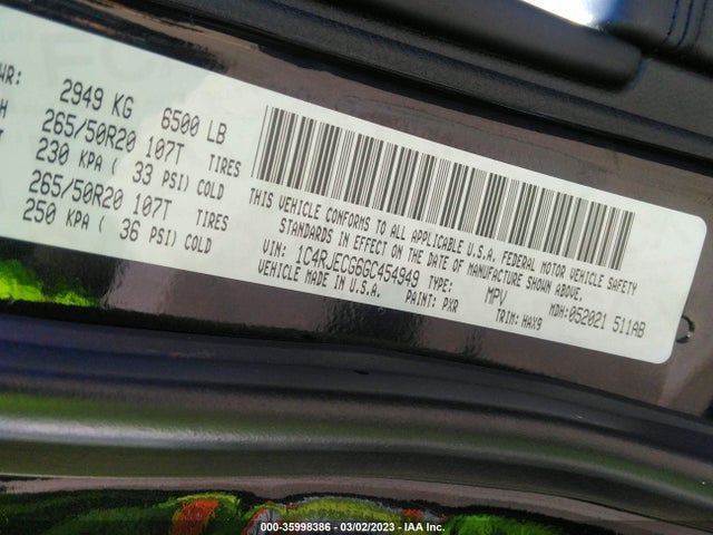 1C4RJECG6GC454949 Jeep Grand Cherokee High Altitude