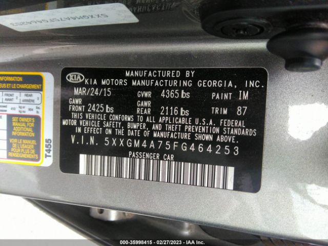 5XXGM4A75FG464253 KIA Optima Lx