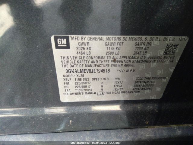 3GKALMEV8JL194518 GMC Terrain Sle