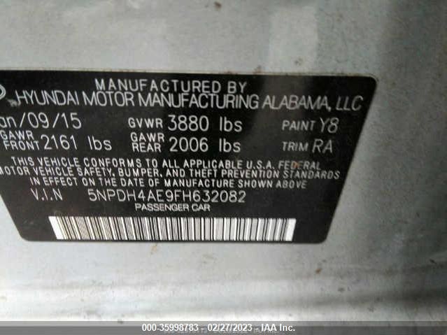 Hyundai ELANTRA SE 2015 5NPDH4AE9FH632082 Image 9