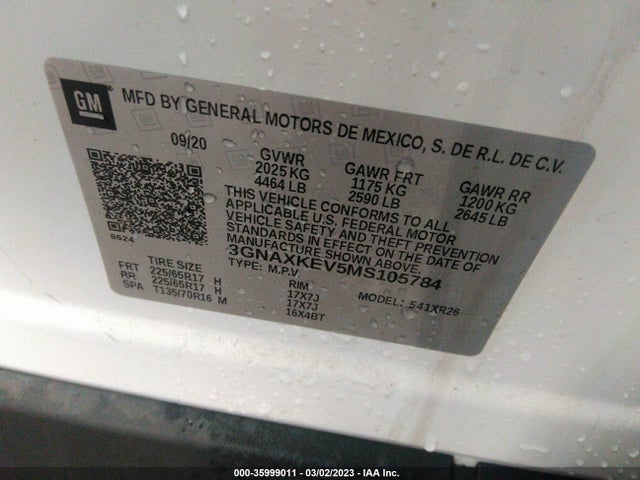 Chevrolet EQUINOX LT 2021 3GNAXKEV5MS105784 Image 9